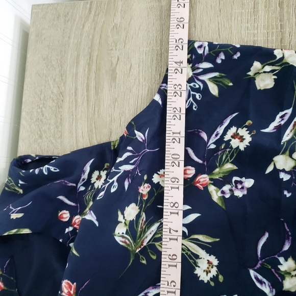 Nicole Miller Sheath Dress Navy Floral Drawstring - Picture 9 of 12